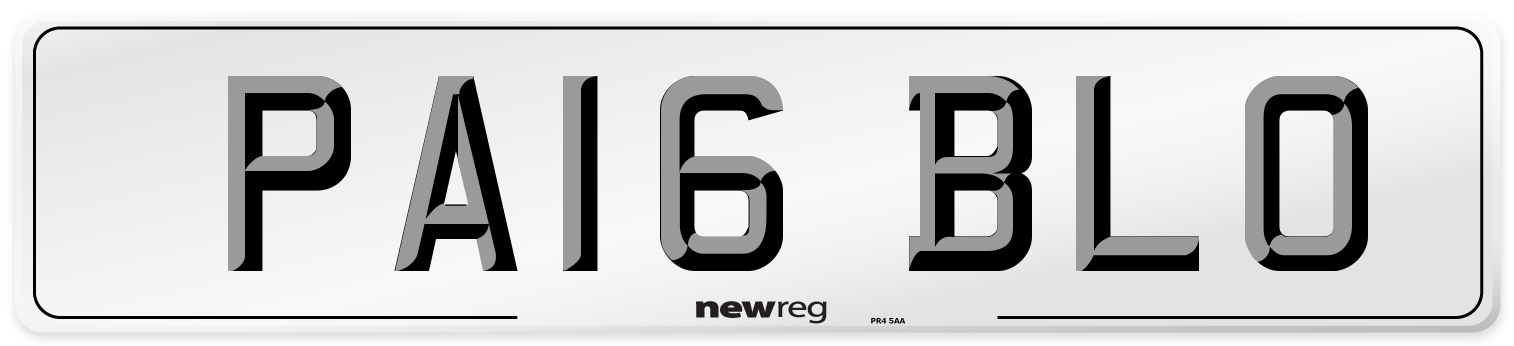 PA16 BLO Number Plate from New Reg